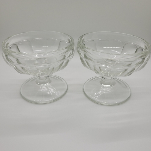 Vintage Glass Ice Cream Parlor Sundae Bowls Set of 2 - Picture 6 of 11